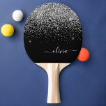 Silver Black Glitter Script Monogram Girly Name Tafeltennisbatje<br><div class="desc">Zilver en Black Sparkle Glitter Script Monogram Naam Ping Pong Paddle. Dit maakt de perfecte liefhebbende 16 verjaardag,  bruiloft,  vrijgezellenfeest,  verjaardagsdag,  baby shower of vrijgezellenfeest voor iemand die van luxe glam en stijl houdt.</div>
