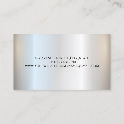 Silver Black Glitter Sequins Elegant Professional Visitekaartje (Achterkant)