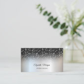 Silver Black Glitter Sequins Elegant Professional Visitekaartje (Staand voorkant)
