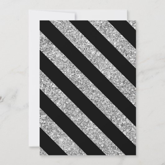 Silver Black Glitter Snowflake & Ribbon Xmas Party Kaart (Achterkant)