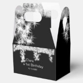 Silver Black glitter voegt naam verjaardagsjaar t  Bedankdoosjes (Geopend)