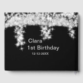 Silver Black glitter voegt naam verjaardagsjaar t  Gastenboek (Achterkant)