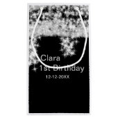 Silver Black glitter voegt naam verjaardagsjaar t  Klein Cadeauzakje (Achterkant)