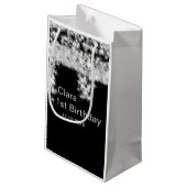 Silver Black glitter voegt naam verjaardagsjaar t  Klein Cadeauzakje (Achterkant Gekanteld)