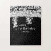 Silver Black glitter voegt naam verjaardagsjaar t  Legpuzzel (Verticaal)
