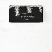 Silver Black glitter voegt naam verjaardagsjaar t Spandoek (Insitu)