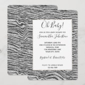 Silver Black Glitzy Zebra Print Glitter Kaart (Voorkant / Achterkant)