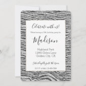 Silver Black Glitzy Zebra Print Glitter Kaart (Voorkant)