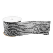 Silver Black Glitzy Zebra Print Glitter       Satijnen Lint (Spoel)