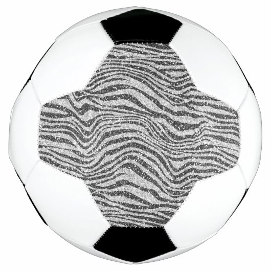 Silver Black Glitzy Zebra Print Glitter          Voetbal (Voorkant)
