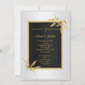 Silver Black gold leaf ELEGANT CLASSY WEDDING Kaart (Voorkant)