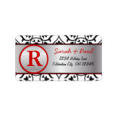 Silver Black Heart Damask Rood label voor RSVP (Voorkant)