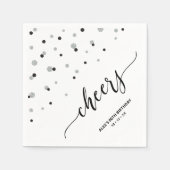 Silver Black Hexagon Confetti Cheers Custom Party Servet (Voorkant)