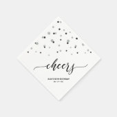Silver Black Hexagon Confetti Cheers Custom Party Servet (Hoek)