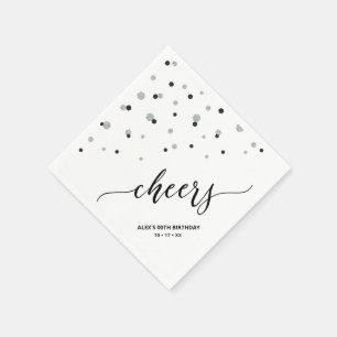 Silver Black Hexagon Confetti Cheers Custom Party Servet