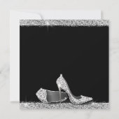 Silver Black High Hiel Modern 50th Birthday Square Kaart (Achterkant)