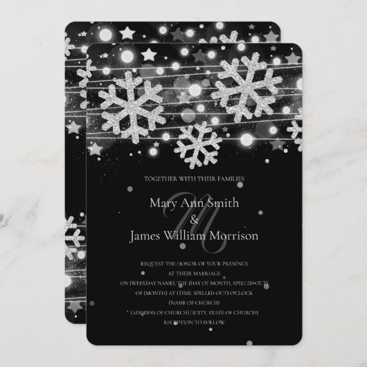 Silver & Black Holiday Weddenschap Save the Date Kaart (Voorkant / Achterkant)