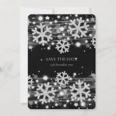 Silver & Black Holiday Weddenschap Save the Date Kaart (Achterkant)