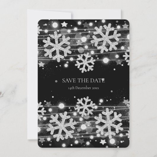Silver & Black Holiday Weddenschap Save the Date Kaart (Achterkant)