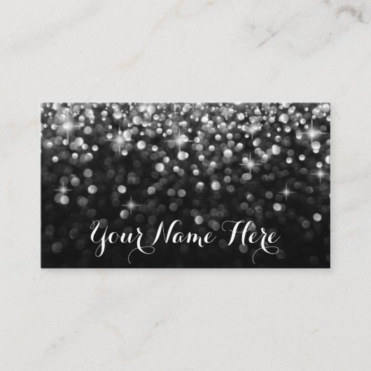 Silver Black Hollywood Glitz Glam Place Card Plaatskaartje (Voorkant)