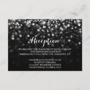 Silver Black Hollywood Glitz Glam Reception Card Informatiekaartje