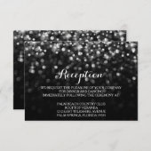 Silver Black Hollywood Glitz Glam Reception Card Informatiekaartje (Voorkant / Achterkant)