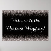 Silver Black Hollywood Glitz Glam Wedding Poster (Voorkant)