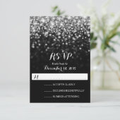 Silver Black Hollywood Glitz Glam Wedding RSVP (Staand voorkant)