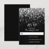 Silver Black Hollywood Glitz Glam Wedding RSVP Kaartje (Voorkant / Achterkant)