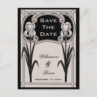 Silver & Black Iris Elegant Save The Date Briefkaa Aankondigingskaart
