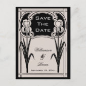 Silver & Black Iris Elegant Save The Date Briefkaa Aankondigingskaart (Voorkant)