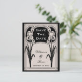 Silver & Black Iris Elegant Save The Date Briefkaa Aankondigingskaart (Staand voorkant)