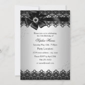 Silver Black Jade Lace Photo Sweet 16 Invite Kaart (Achterkant)