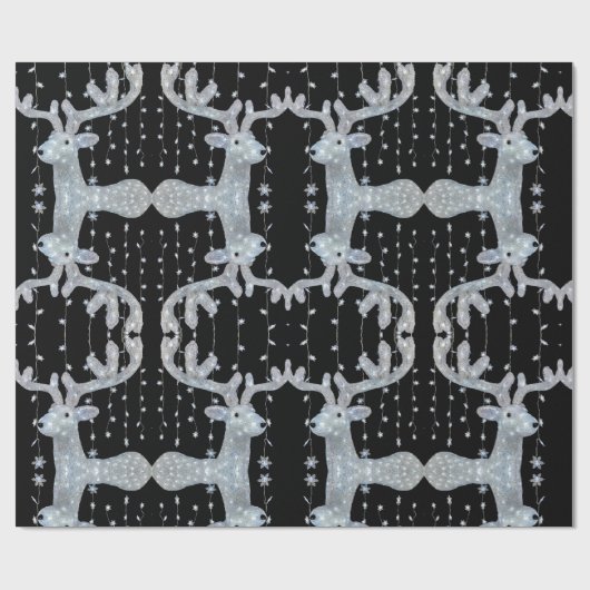 Silver Black kerstreindeerpapier Cadeaupapier (Vlak)