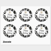 Silver & Black Koe Spots Verjaardag Ronde Sticker (Vel)