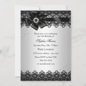  Silver Black Lace Foto Sweet 16 Invite Kaart (Achterkant)