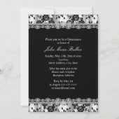 Silver & Black Lace Photo Quinceanera Invitation Kaart (Achterkant)
