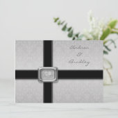 Silver Black Love Medallion Wedding Invitation Kaart (Staand voorkant)