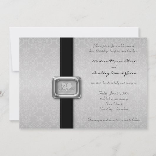 Silver Black Love Medallion Wedding Invitation Kaart (Achterkant)