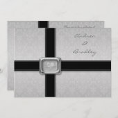 Silver Black Love Medallion Wedding Invitation Kaart (Voorkant / Achterkant)