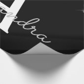 Silver Black Luxury Glitter Glam Monogram Naam Cadeaupapier (Hoek)
