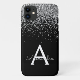 Silver Black Luxury Glitter Monogram Case-Mate iPhone Case