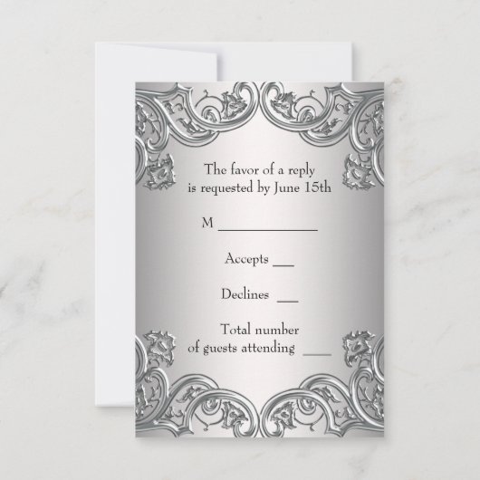 Silver Black Mask Masquerade Party RSVP (Achterkant)
