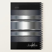 Silver Black Metal Industrial Monogram Planner (Achterkant)
