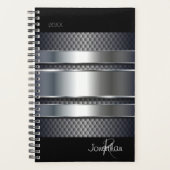 Silver Black Metal Industrial Monogram Planner (Voorkant)