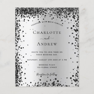 Silver Black metal-uitnodiging voor bruiloft Flyer