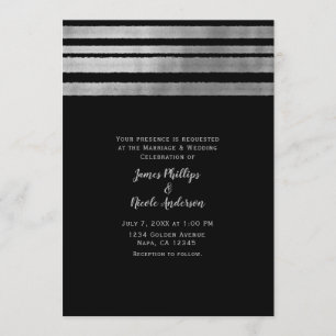 Silver & Black Modern Chic Elegant Wedding Kaart