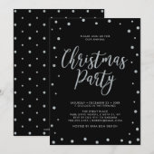 Silver & Black Modern Confetti Kerstfeest Kaart (Voorkant / Achterkant)