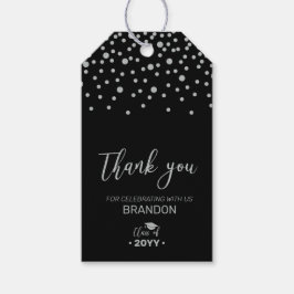 Silver & Black Modern Gradun Party Favor Tag Cadeaulabel