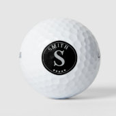 Silver Black Monogram aangepaste naam Golfballen (Voorkant)